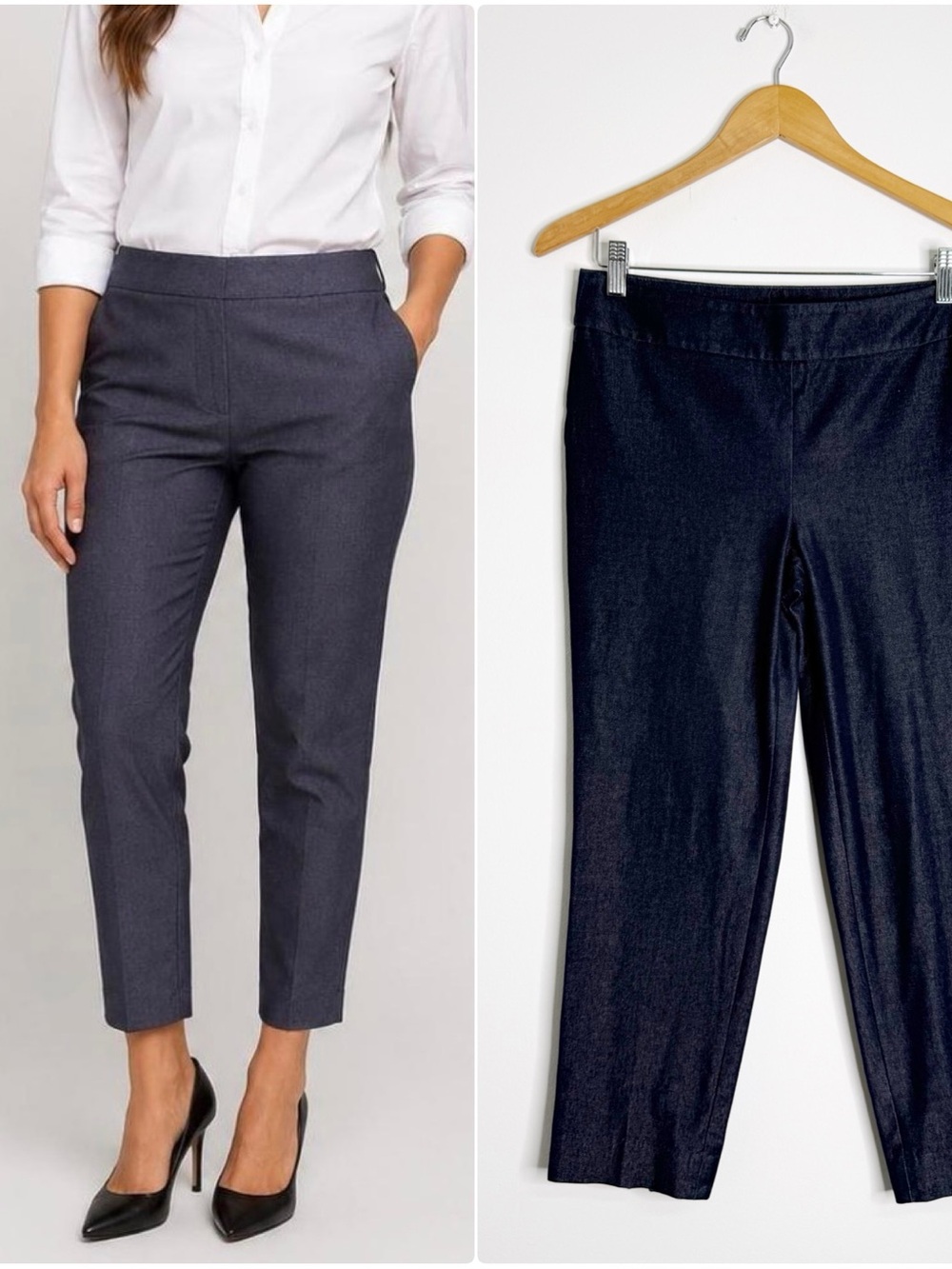 Talbots Chatham Ankle Pants Size 6P Chambray Side Zip Stretch